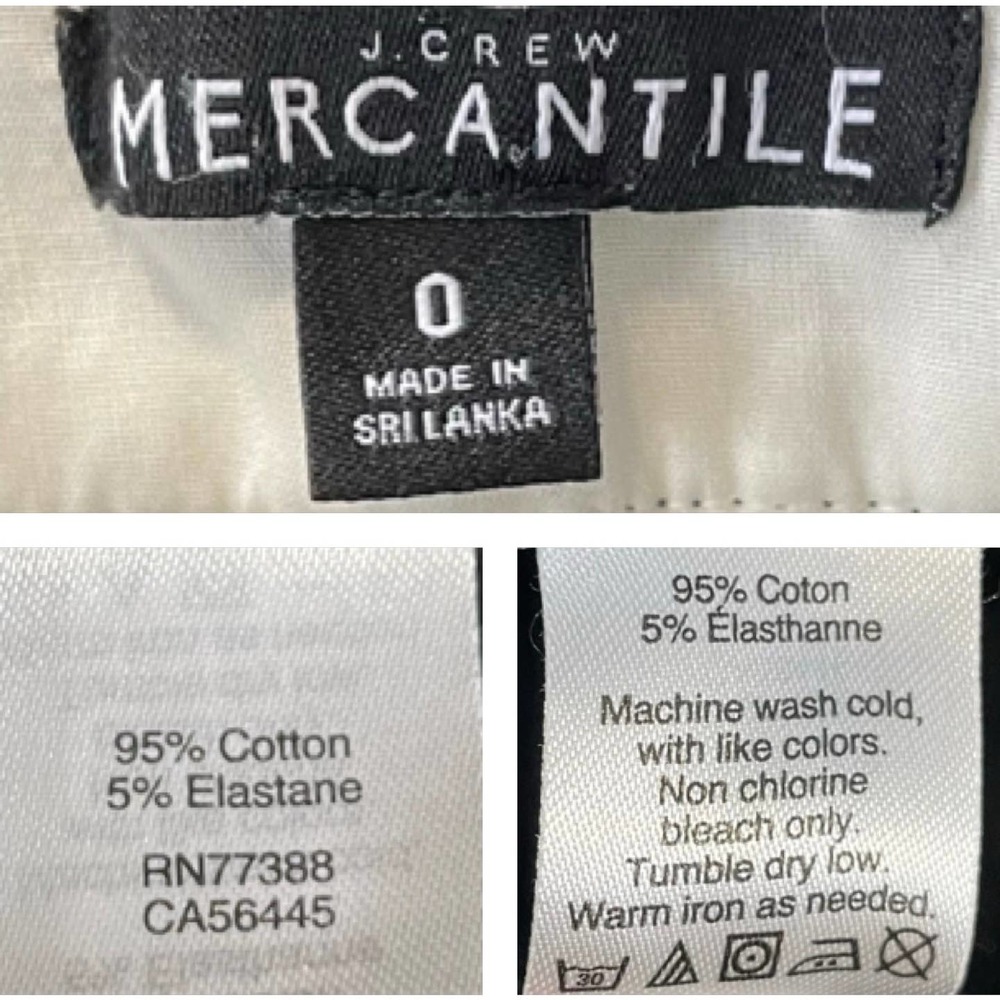 J Crew Mercantile Black Cotton Winnie Cropped Skinny Dress Pants 0 - Picture 3 of 5